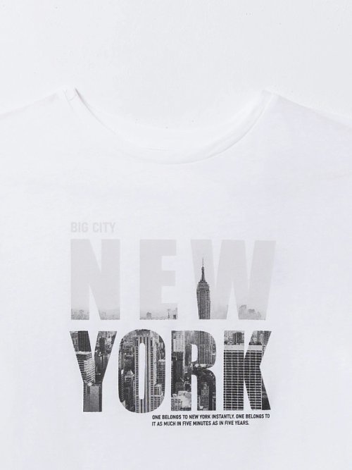 Футболка для мальчиков белая с надписью "New York" из хлопка, фото 5 из 6