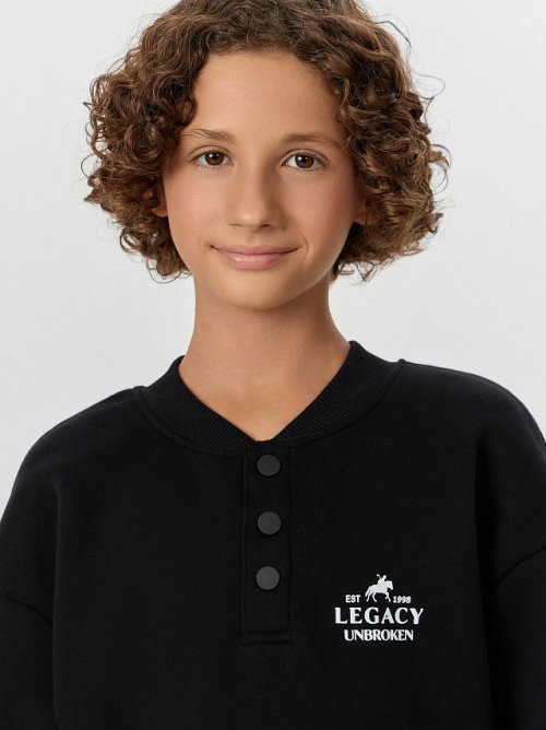 Свитшот для мальчиков черный с принтом "legacy unbroken", фото 4 из 6