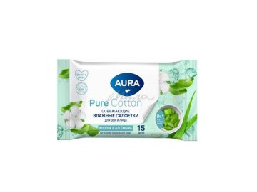 Салфетки влажные AURA Beauty освежающие, 15 шт