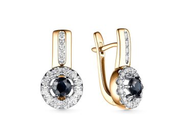 Серьги с английским замком Bellissima, красное золото 585 проба, вставка бриллиант