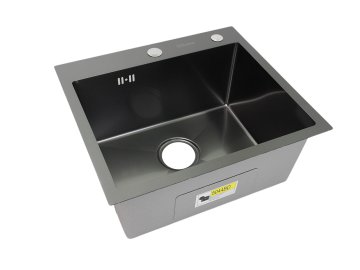 Мойка кухонная RENE 500x440мм с дозатором и коландером (графит) RN5044BD