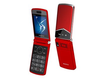 Кнопочный телефон Maxvi E11ds (красный/серебристый) 5 элемент