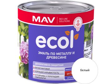 Эмаль ECOL по металлу и древесине (ПФ-115С) белая матовая  2,4л (2 кг)