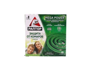 Спираль РАПТОР от комаров без запаха, 10 шт