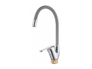 Смеситель для кухни с серый силиконовым изливом Ledeme арт. L4132-9