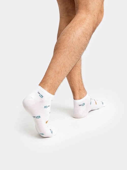 Носки мужские короткие белые с рисунком в виде креветок, фото 2 из 4