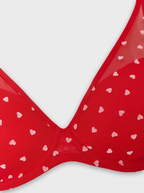 Бюстгальтер t-shirt женский красный с принтом в сердечко, фото 9 из 22