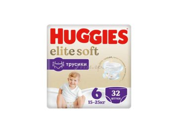 Подгузники-трусики HUGGIES Elite Soft 6 (15-25 кг) детские одноразовые, 32 шт