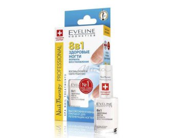 Средство для ногтей EVELINE Nail therapy professional Здоровые ногти Восстанавливающее 8в1, 12 мл