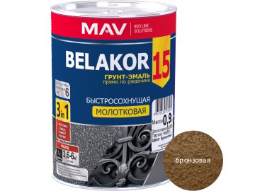 Грунт-эмаль BELAKOR 15 по ржавчине 3 в 1 молотковая бронзовая 1,0л/0,9кг
