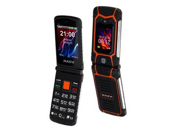 Мобильный телефон Maxvi E 10 (черный/оранжевый) на акции в магазинах 5 элемент
