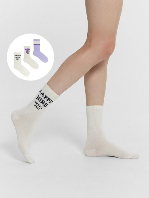 Носки женские мультипак (3 пары) в молочном и лавандовом цвете, фото 1 из 4