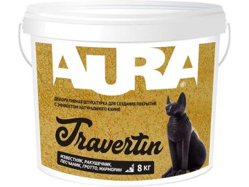 Штукатурка декоративная Aura Travertin (0,5) 8кг белая на акции в магазинах Ома