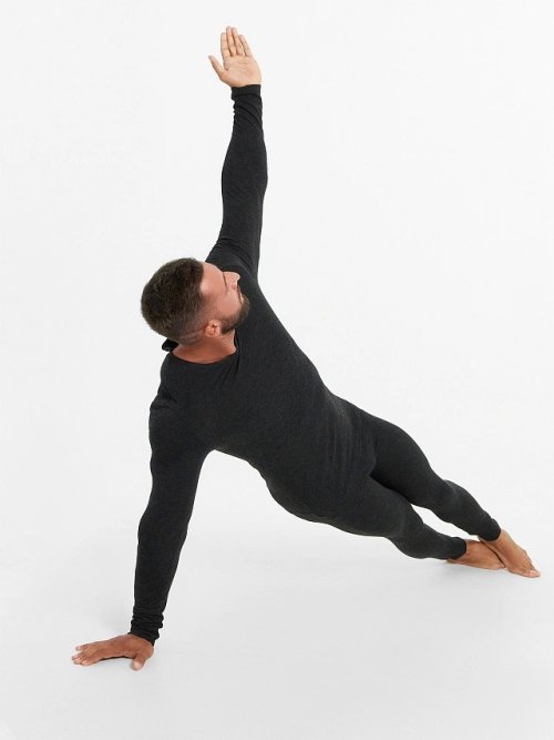 Прилегающие брюки "термо" из бамбука и шерсти в оттенке "антрацит", фото 6 из 18