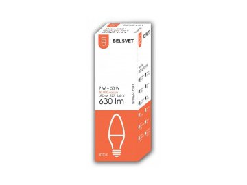 Лампочка belsvet led-м c37 7w 3000 к e27 (свеча) в Пинске Электросила