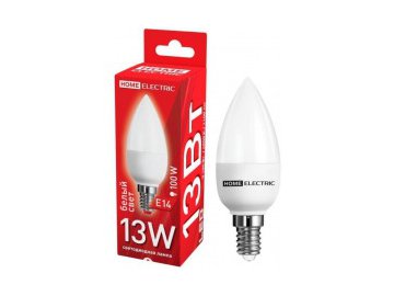 Лампочка home electric 13w е14 230v 4500k (cвеча) в Мозыре Электросила