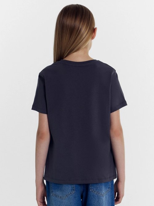 Футболка для девочек серая с зайкой, фото 3 из 5