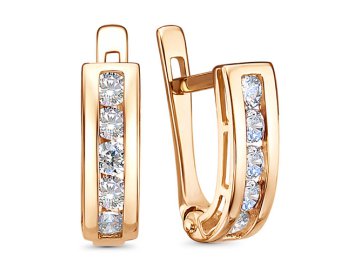 Серьги детские Иллада, красное золото 585 проба, вставка фианит