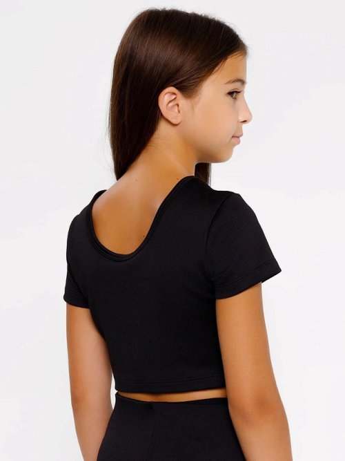 Спортивный джемпер для девочек в черном цвете, фото 3 из 4