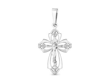 Подвеска крест православный Aquamarine, серебро 925 проба, вставка фианит