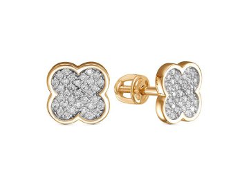 Серьги пусеты Иллада, серебро 925 проба, вставка фианит