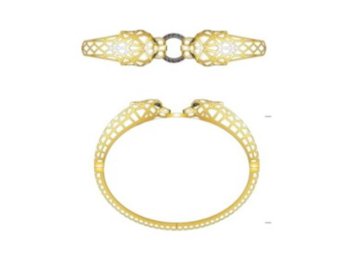 Браслет жесткий Karatov, красное золото 585 проба, вставка бриллиант