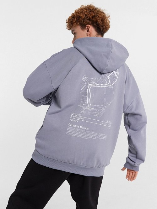 Толстовка мужская серая с надписью "Monaco Monte Carlo", фото 2 из 9