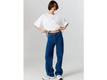 Джинсы женские wide leg темно-синие со средней посадкой