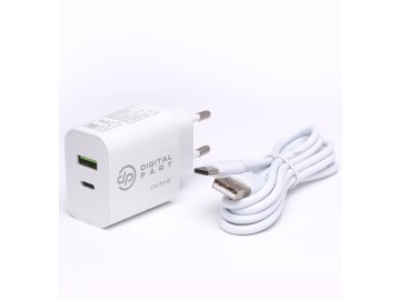 Digitalpart FC-135 20W USB + USB-C с кабелем Type-C (белый) в Пинске МТС