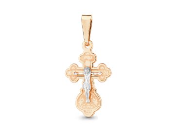 Подвеска крестик Aquamarine, красное золото 585 проба