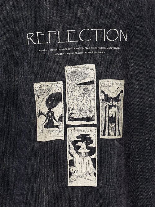 Футболка женская серая с принтом и надписью "reflection", фото 3 из 32