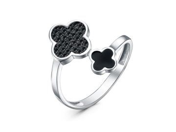 Кольцо декоративное Иллада, серебро 925 проба, вставка фианит/эмаль