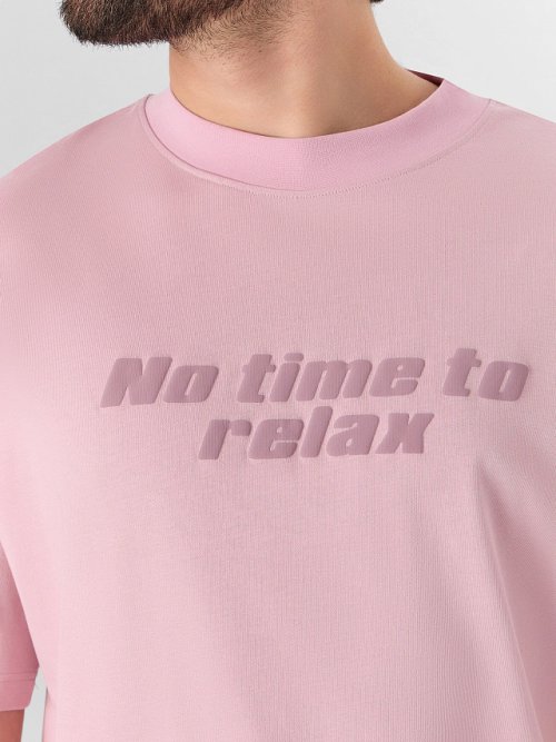Футболка мужская розовая с надписью "No time to relax", фото 4 из 10