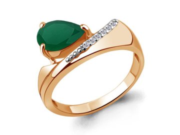 Кольцо декоративное Aquamarine, красное золото 585 проба, вставка агат