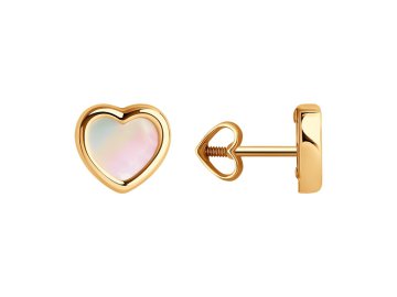 Серьги пусеты SOKOLOV, красное золото 585 проба, вставка перламутр