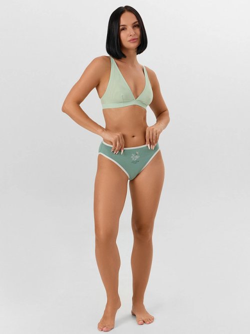 Трусы женские классические в зеленом цвете с печатью, фото 7 из 27