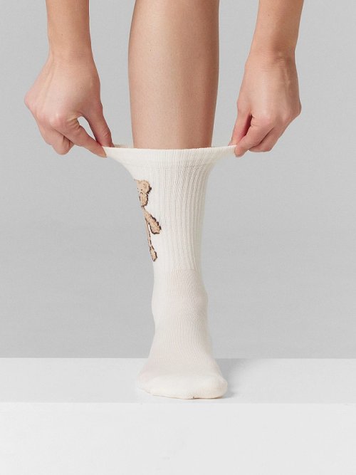 Носки женские кремовые с изображением медвежат в наборе, 3 пары, фото 4 из 15