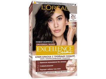 Мила акции Лиозно - Крем-краска для волос без аммиака L'OREAL Excellence с тройным уходом, тон 2U, 255 г