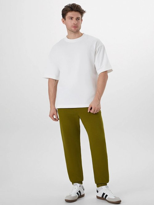 Брюки джоггеры теплые мужские зеленые, фото 4 из 6