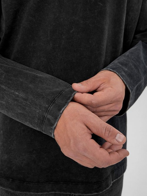 Лонгслив мужской черный с обработкой эйсид, фото 5 из 6