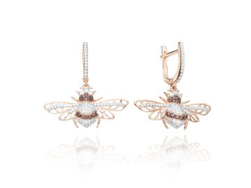 Серьги длинные DEWI, серебро 925 проба, вставка фианит