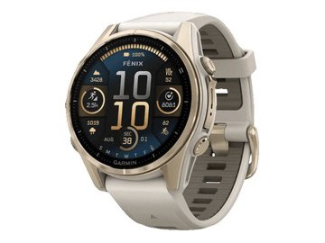 Умные часы Garmin Fenix 8 Sapphire 43мм (золотистый, дымчато-серый ремешок)