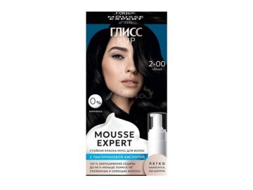 Краска-мусс стойкая для волос ГЛИСС КУР Mousse Expert, тон 2-00, 85 мл