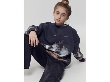 Свитшот для девочек серый с печатью Марк Формель