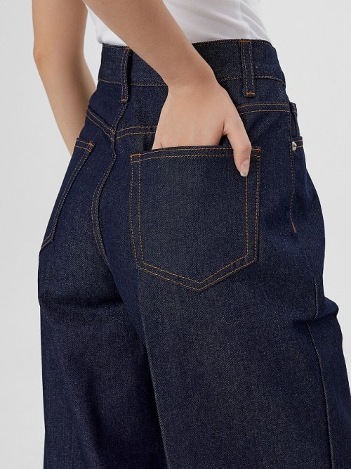 Джинсы женские Wide leg fit темно-синие с высокой посадкой, фото 6 из 14