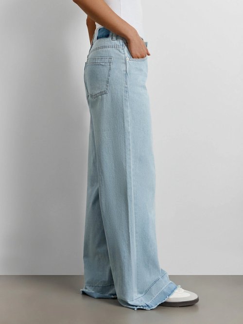 Джинсы женские Wide leg fit голубые с высокой посадкой, фото 5 из 14