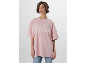 Футболка женская розовая с обработкой эйсид оверсайз
