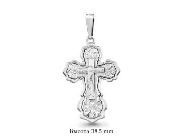 Подвеска крест православный Aquamarine, серебро 925 проба