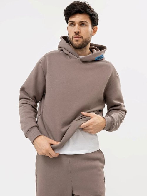 Худи мужское теплое в коричневом цвете, фото 2 из 5