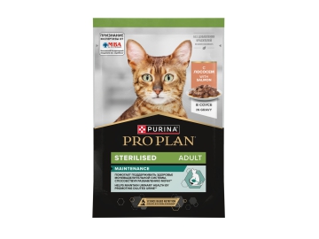 Пауч Purina Pro Plan для стерилизованных кошек с лососем в соусе, 85 г